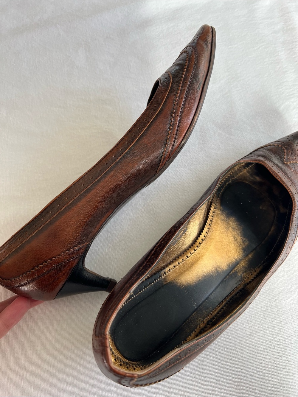 Vintage J.Crew brown leather kitten heel